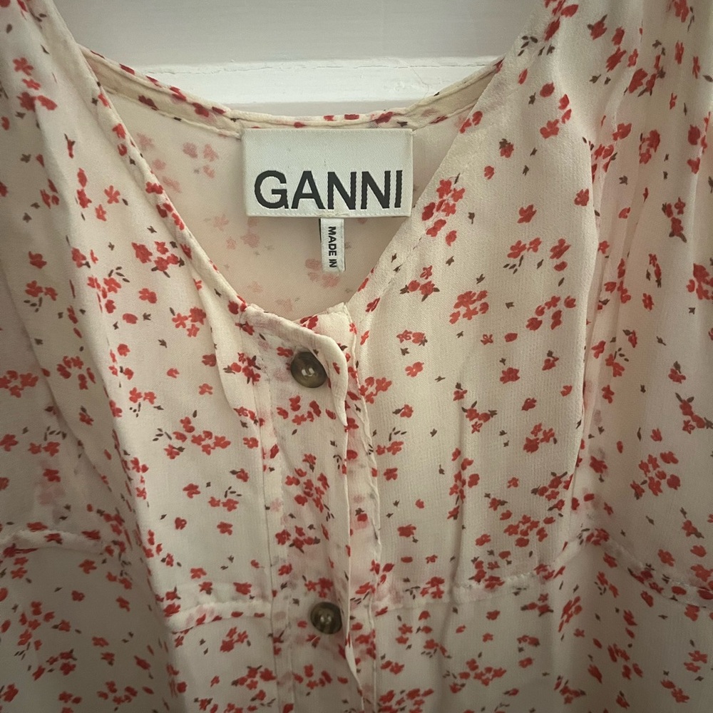 GANNI Summer dress, Fuschia on white, sz 40